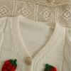 Donna Autunno Inverno Monocolore Fragola Casual Scollo a V Top Manica Lunga Maglieria Maglione a Maglia Cardigan