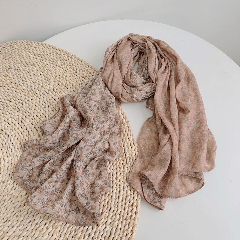 Korean Cotton Retro Scarf  Spring And Autumn New Floral Scarf Fashion Female Thin Breathable Shawl