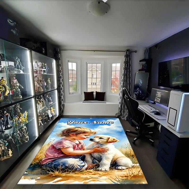 1PC Custom Name Childhood Innocence Friendship Theme Floor Mat Ideal for Living Room, Game Rooms, Office, Bedroom, Office Floor Mat , Floor Mats for H