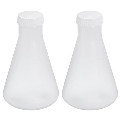 PATIKIL 250ml Plastic Erlenmeyer Flask with Screw Cap, 2-Piece Narrow-Neck Erlenmeyer Flask for Laboratory Use, Clear