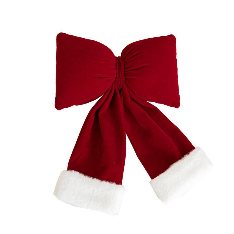 Large Wine Red Velvet Christmas Bow Decoration for Window Display
