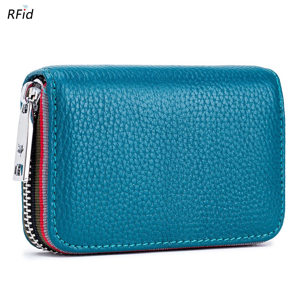 Stylish RFID Accordion Leather Card Holder with Zipper