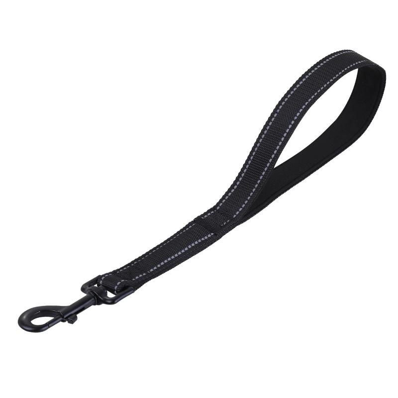 

Short nylon dog leash, heavy-duty padded handle, reflective black, suitable for walking training of medium and large dogs