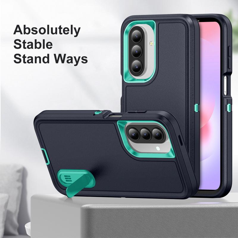 Candy Color Stand Phone Case For Samsung Galaxy S26 Ultra S25 FE S24 S23 Plus A17 A27 A37 A57 A15 A16 A36 A56 5G Hybrid 3in1 Shockproof Bumper Cover