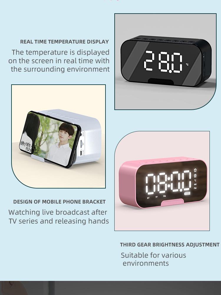 Custom Wireless Bluetooth Speaker Alarm Clock with Mini Card Slot
