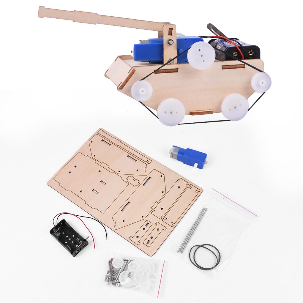 1 Set Kids' Vehicle Woodworking Toys Tank Model Brain-build Teaching Tools Manual Skills Circuit Building Aircraft Models