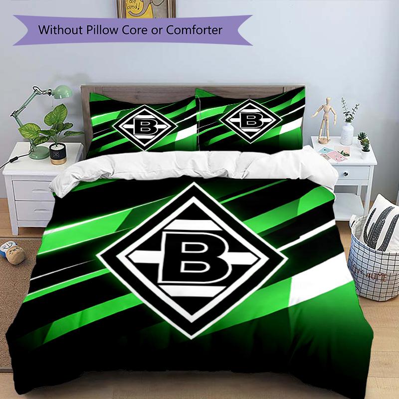 3pcs Duvet Cover Set (1*Duvet Cover + 2*Pillowcase, Without Core), Borussia Monchengladbach Print Bedding Set, Bedroom Decor, All‑Season, Birthday Gif