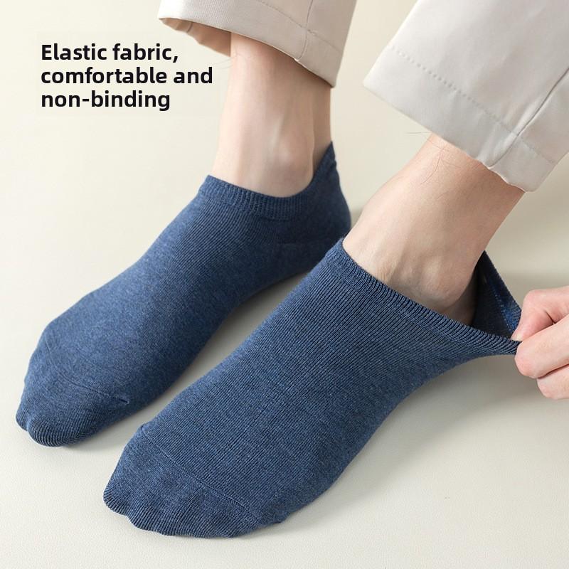 Men's Fine Combed Cotton Anti-odor Breathable Anti-sweat Anti-slip Non-slip Short Invisible Boat Style Stockings for Summer Pure Cotton