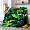 Tropical Jungle Theme Gift Customizable Blanket Customize Text Comfortable Texture For Sofa Couch Office Bed Picnics Ideal For All Seasons Playful