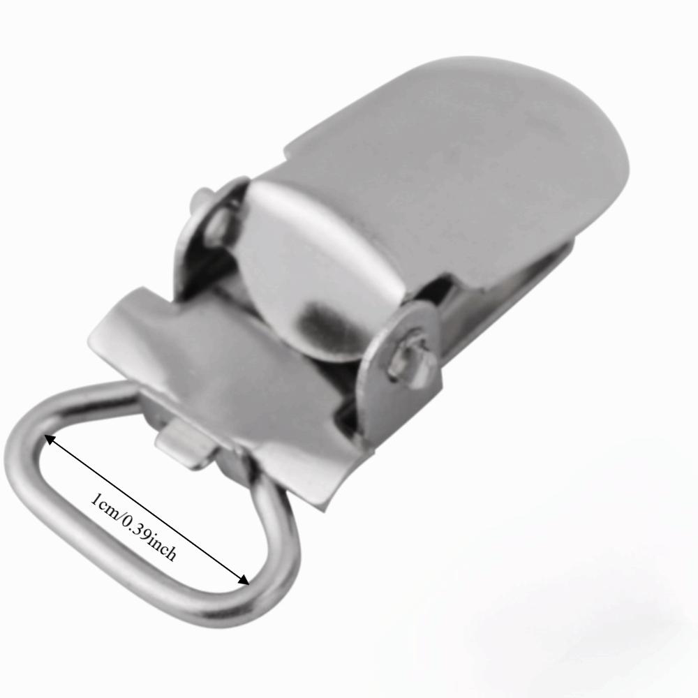 20pcs Rugged Fasteners Metal Suspenders Clips Silver Metal Adjustable Fastener Accessory