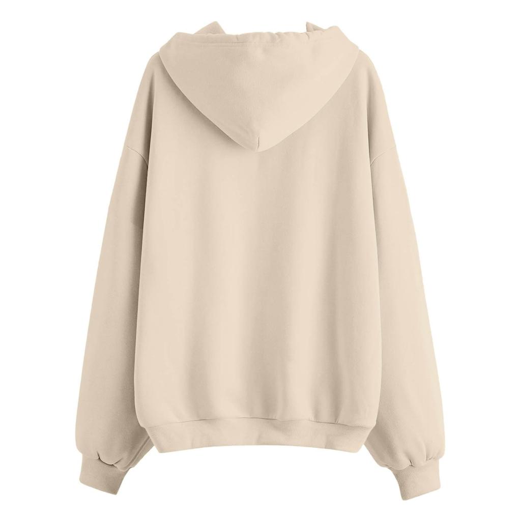 Damen gefütterter Reißverschluss Hoodie Farbe Lockerer Schnitt Lässiges Oberteil