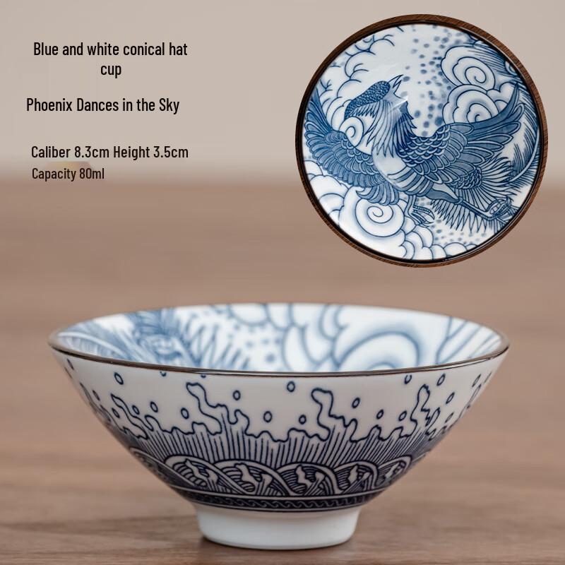 Blue and White Porcelain Kung Fu Teacup 80ml (3-Pack)