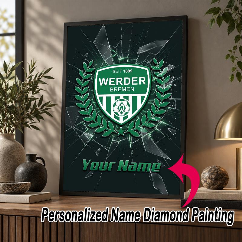 Custom Name Werder Bremen FC 5D Diamond Painting Personalized Full Drill Diamond Art Kit Gift