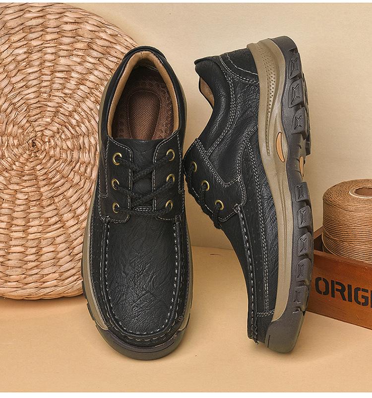 Men's Retro Leather Driving Shoes - Durable, Wear-Resistant Casual Footwear for Spring.