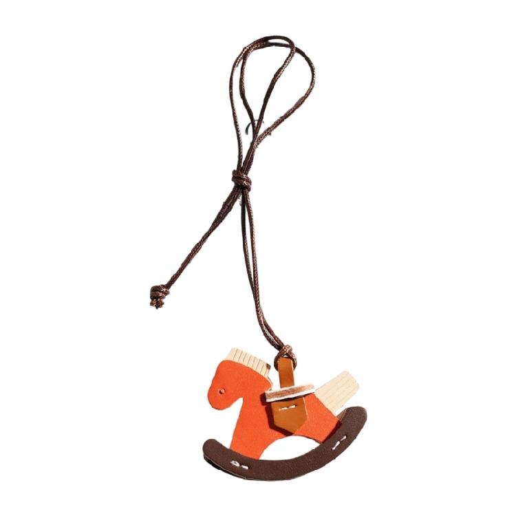 Decorative Leather Keychain Featuring 2026 Wooden Horse Design For Year Handmade Unique Bag Accessory