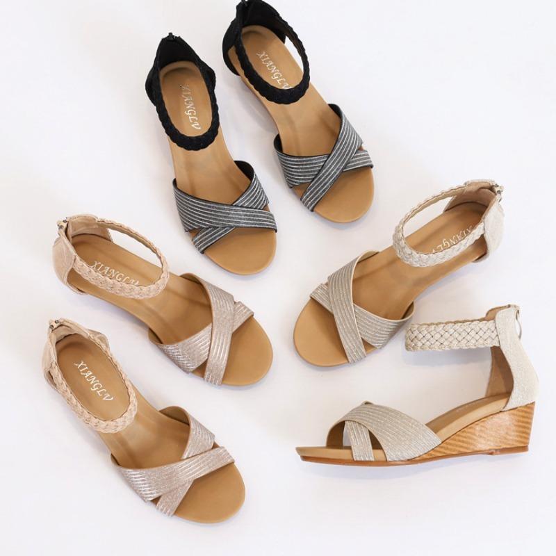 Foreign Trade Sandals Women's Summer New Fairy Style Summer Ladies Shoes Weaving Roman Fashion Wedges