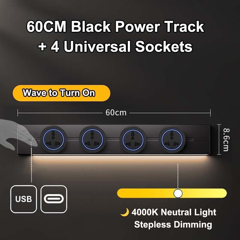 Movable Wall Mounted Power Track Socket Universal Adapter Office Home Appliance Socket Safety Track Kit