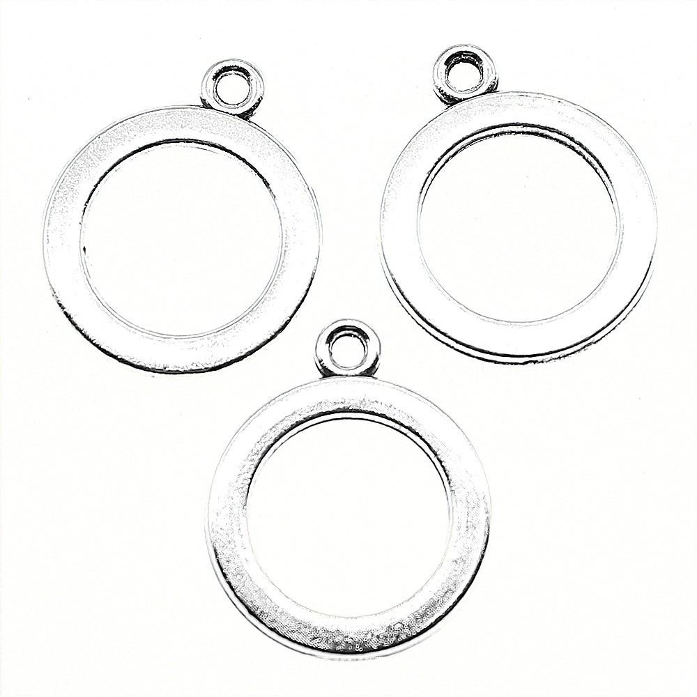 

10шт глянцевый круг серьги ювелирные изделия компоненты аксессуары античное серебро цвет цинковый сплав 22x18mm