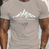 Men's summer  pure cotton fashionable casual sports loose fashion mountain pattern printed round neck short sleeved T-shirt