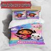 3pcs Duvet Cover Set (1*Duvet Cover + 2*Pillowcase, Without Core), Custom Name Gabby's Dollhouse Pattern Bedding Set, Home Bedroom Decor Gift
