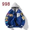 Giacca da Baseball con Cappuccio Streetwear da Uomo Spessa Fodera in Pile Misto Cotone Toppa Ricamata Vestibilità Larga Capospalla Invernale