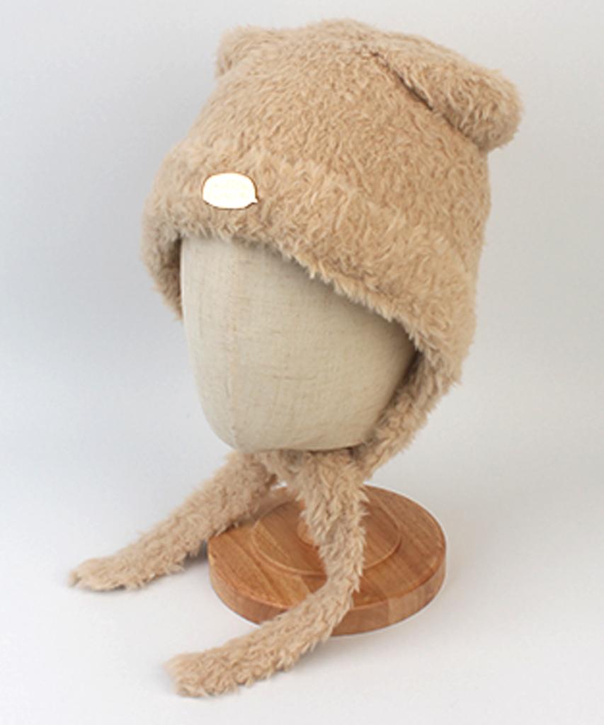 Yunibeosyeolkemiseuteuli Bear Fur Beige Bonnet Hat