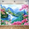 1Pcs Peacocks Waterfall Scene Decoration Background Bedroom Backdrop Decorations For Photo Studio Photo Booth Christmas Party