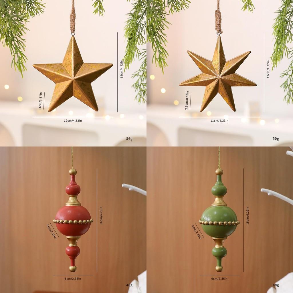 Christmas Tree Wooden Acorn Star Decor With Gold And Red Ornaments For Festive Decor