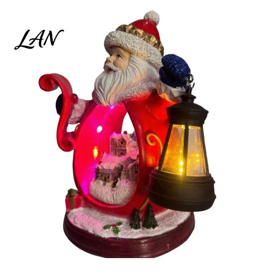 Schnee-Weihnachtsmann-Statue Weihnachtsfigur mit LED-Licht, Leuchtender Claus Harz-Nachtlicht-Statue, Landschafts-Schreibtischdekoration für Partygeschenke