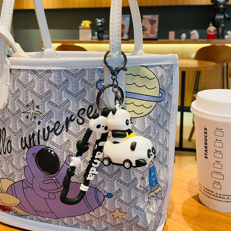 Panda Stylish Baby Bumper Car Keychain Perfect For Bags And Car Keys Silicone Accessory