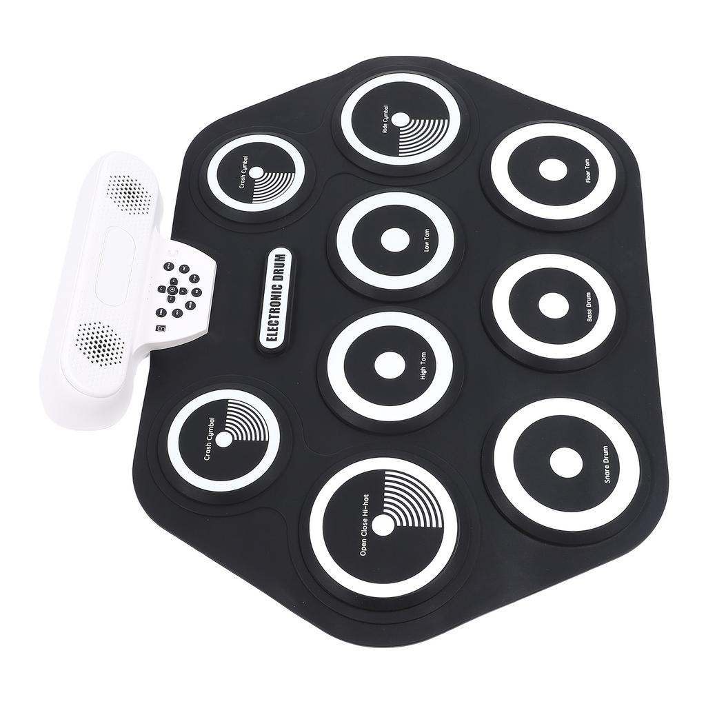 Electronic Drum Pad Portable Hand Rolled Drum Pad Double Speakers Bluetooth Rechargeable Silicone Ro