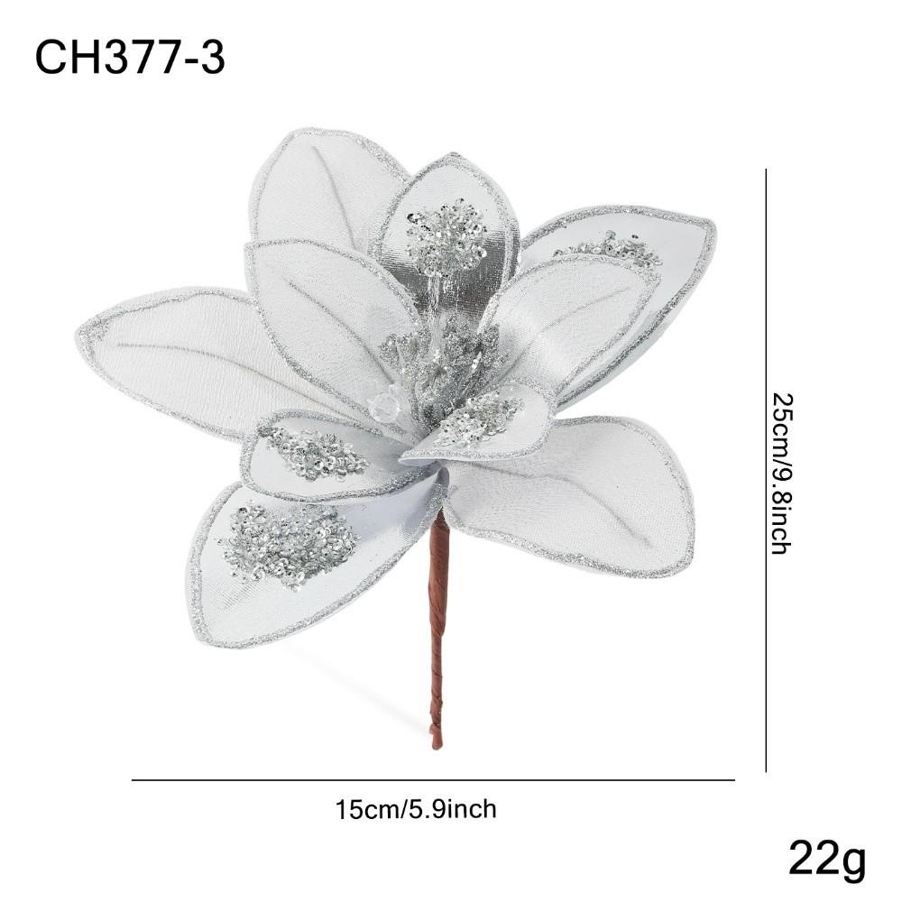 15CM Artificial Poinsettia Flower Glitter Sequins Flower New Simulation Flowers  Home Decoration