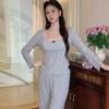 French Pajamas Women's Autumn  New Knitted Cotton Long-sleeved Trousers High-end Sense Home Wear Suit