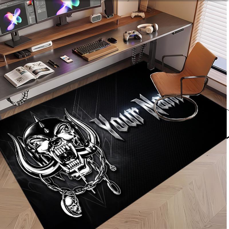 Personalized Crystal Velvet Carpet Motorhead Pattern Non Slip Floor Rug