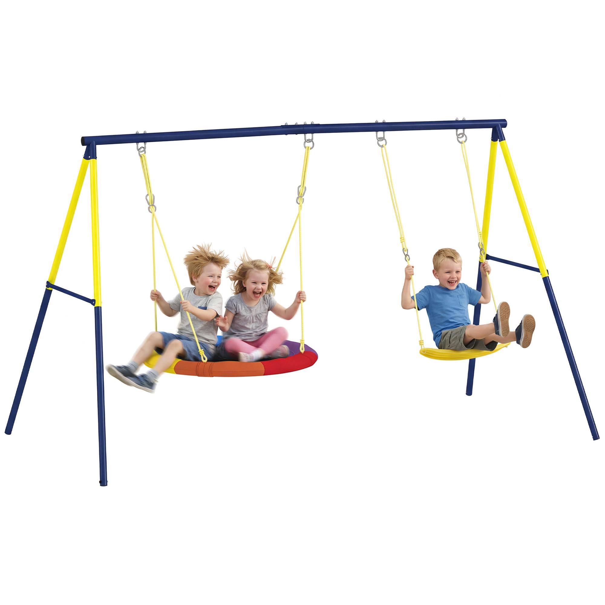 Kids Swing Set with Double Swings