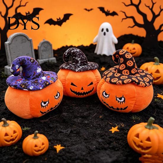 Cute Stuffed Pumpkin Toy Halloween Plush Toy, Wizard Hat Animal Pillow for Decorative Sofa Bed, Spooky Home Decor Ornament Party And Holiday