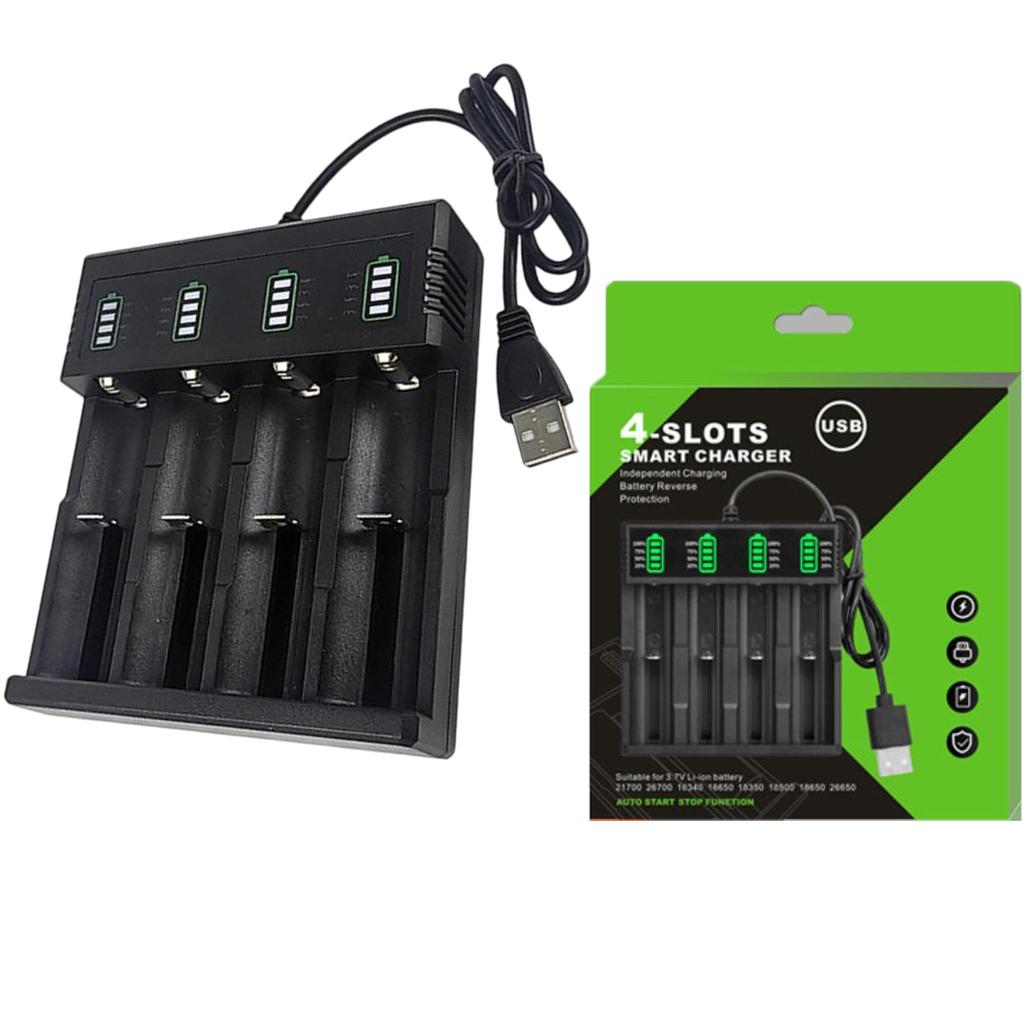 1/2/4Slot 18650-Lithium Battery Charger USB Smart Battery Charger Shell For 21700 10400 14500 16340 16650 14650 Lithium Battery