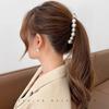 Pearl Banana Hair Clip Headdress Ins Pearl Banana Clip Vertical Clip Twist Ponytail Holder Hairpin Simple Style Hair Accessories