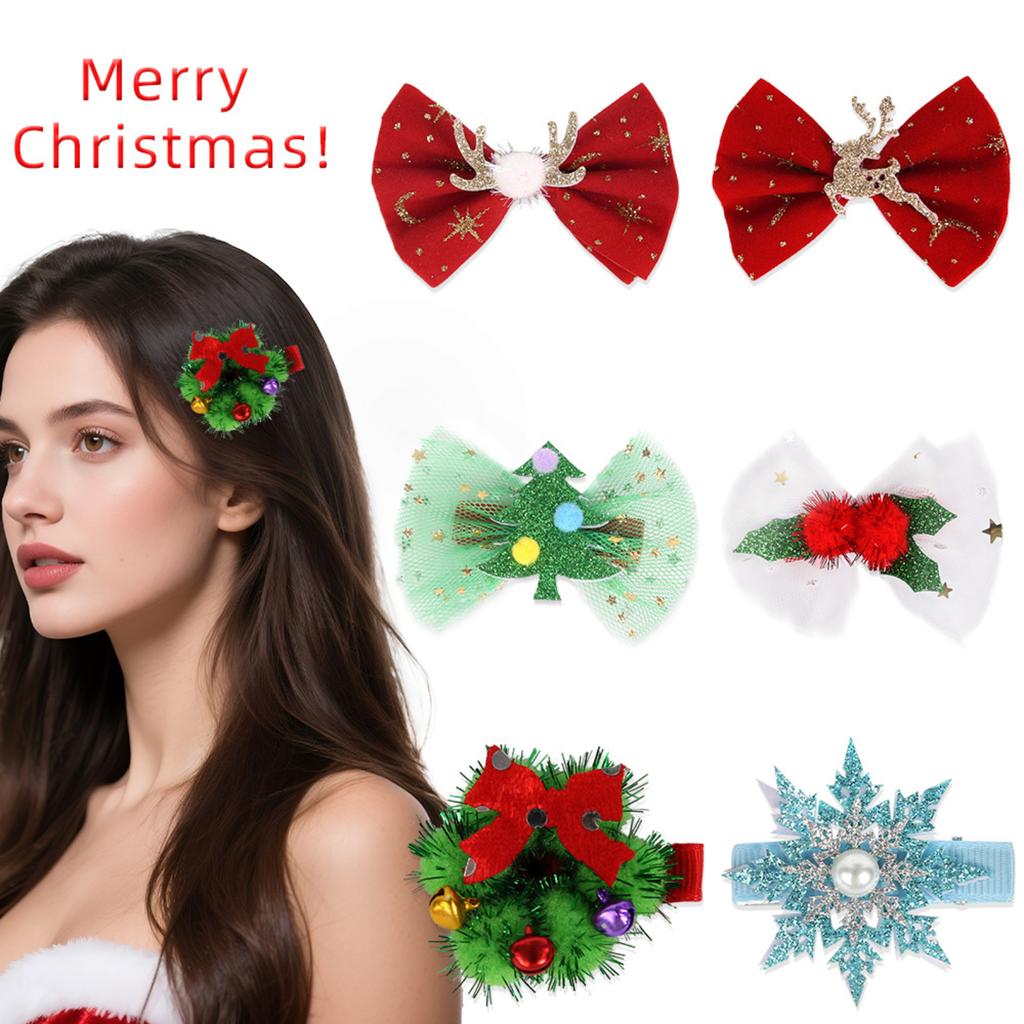Christmas Hair Accessories: Tulle Bow Hair Clips For Women, Snowflake & Hairpins For Christmas Party Decoration