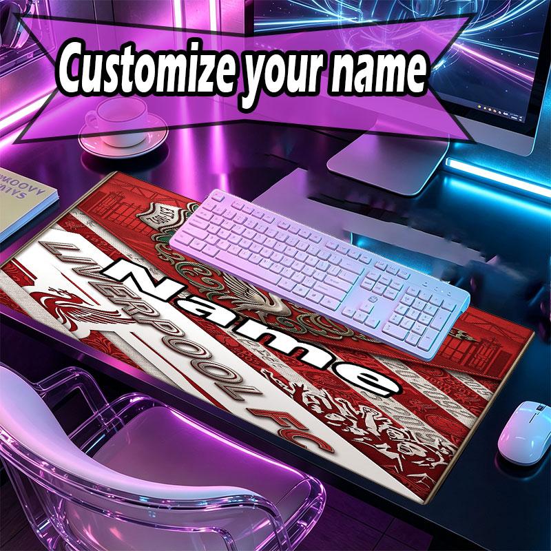 Custom Name Personalized Liverpool Football Club Pattern Mousepad, Laptop PC Desk Mat, Decorative Desk Mat for Home Keyboard Pad Gift