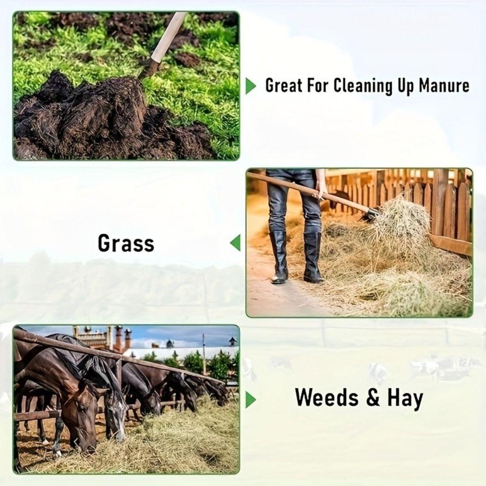 Stable Garden Leaf Rake Cleaning Stable Manure Rake Hay Fork Iron Grass Fork  Manure