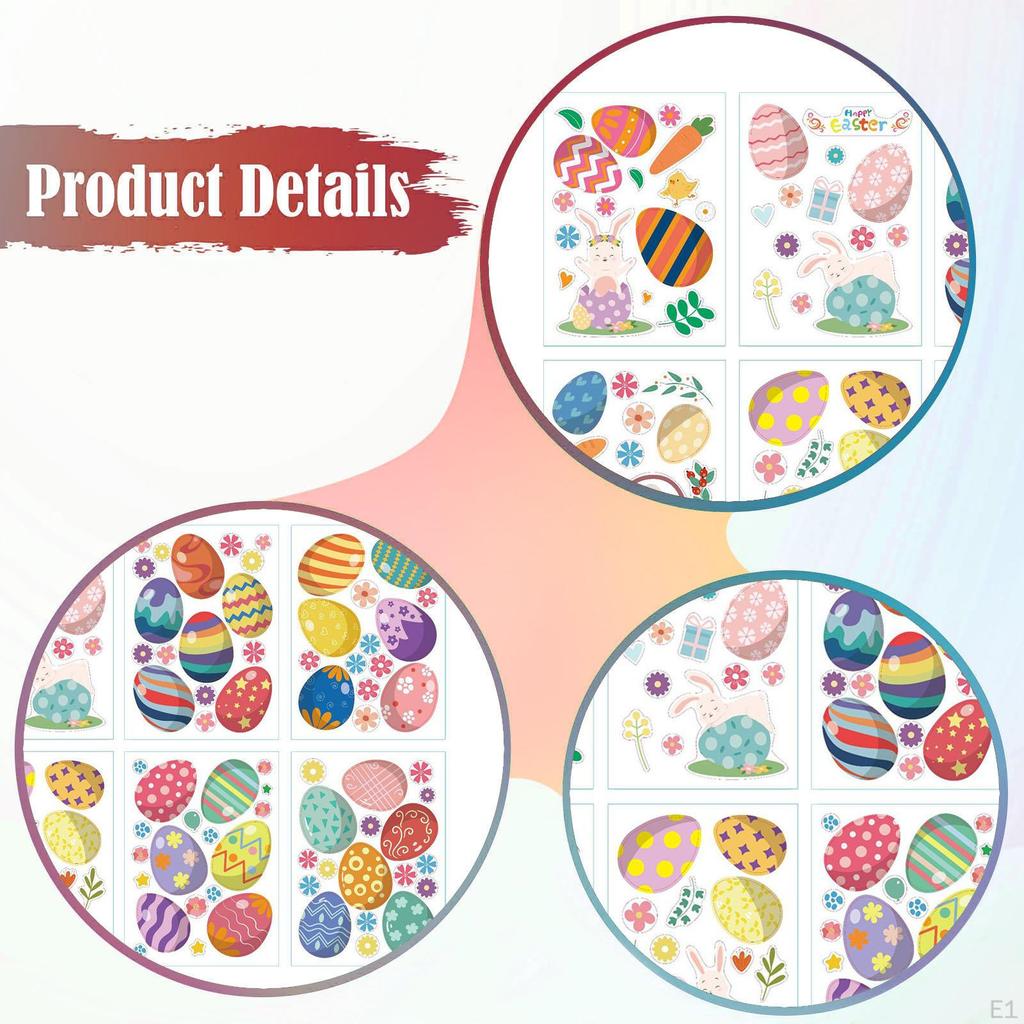 32 Pieces Easter Egg Bunny Stickers Wall Decals Gift Basket Stuffers for Festival Water