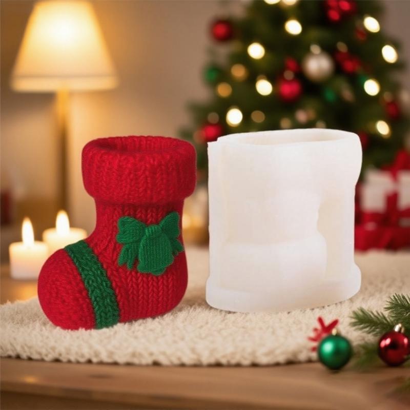 Silicone Boot Shaped Candle Mould With Bells Embossing for Candle and Craft