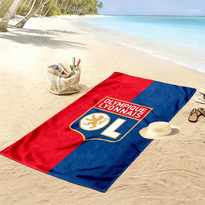 Asciugamano da Spiaggia Stampa Olympique Lyonnais, Asciugamano Grande Morbido Asciugatura Rapida per Spiaggia Campeggio Nuoto