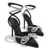 Fashion Designer Butterfly-knot Crystal Buckle Strap Women Pumps Street Style Elegant Thin High Heels Stripper Prom Shoes Zapatos Mujer
