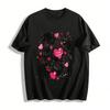 Valentine's Day Cute Black Cat Print Casual Top Pure Cotton T-shirt