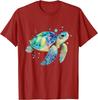 Watercolor Sea Turtle Graphic Tee Breathable Cotton Casual T-Shirt for Men Beach Trip