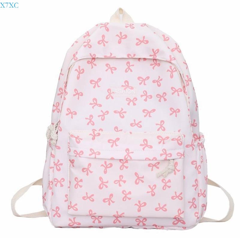 X7XC Large Capacity Backpack Lovely Bows Backpack Causal Daypacks School Backpack Japanese Styles Backpack Travel Backpack