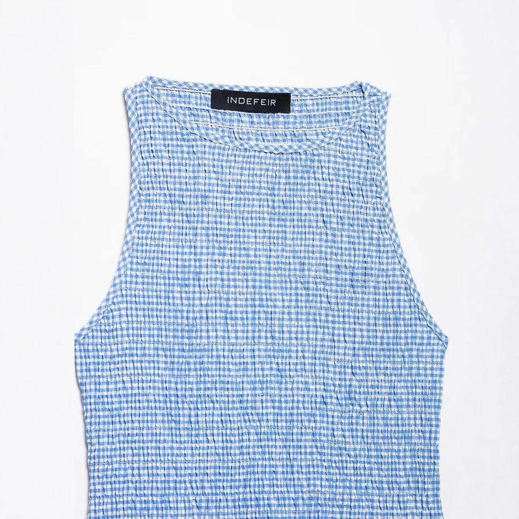 2025 Spring Women's European & American Style Plaid Midi Dress