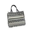 Stylish Striped Cotton And Linen Tote Bag For Women Large Capacity Fashionable Design